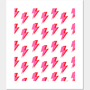 Pink and Red Lightning Bolt Pattern Posters and Art